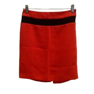 Banana republic women’s red with black pencil midi skirt size 0 lined